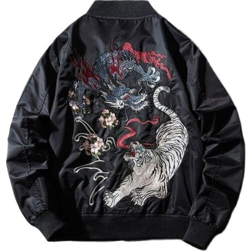 Sukajan Bomber Jacket Men Yokosuka Souvenir Japan Anime Embroidered MA1 Coat Dragon Tiger Boys Baseball Cloth 2021 Spring Winter