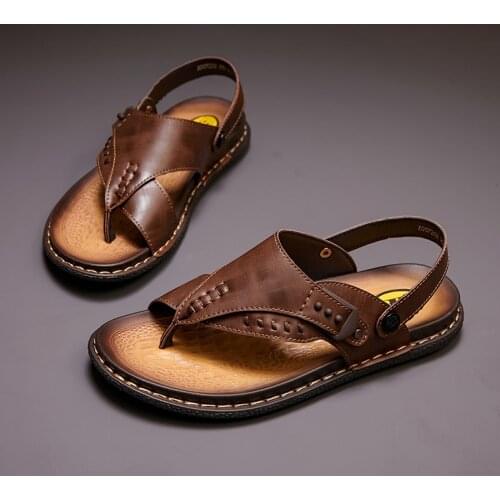 Mens Casual Slippers Summer Fashion Luxury Soft Comfortable Flip Flops Hollow Open-Toed Water Walking Male Beach Sandals