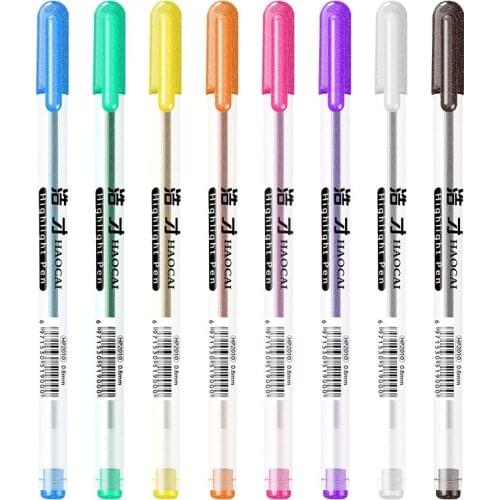 8 Colors Set Glitter Highlighter Gel Pen Office School Stationery Paint Marker Artist Drawing Graffiti Student Writing Mark Pen