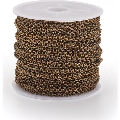 10m Unwelded Iron Rolo Chains with Spool Lead Nickel Free about 2mm in diameter Components for Jewelry Necklace Bracelet Making