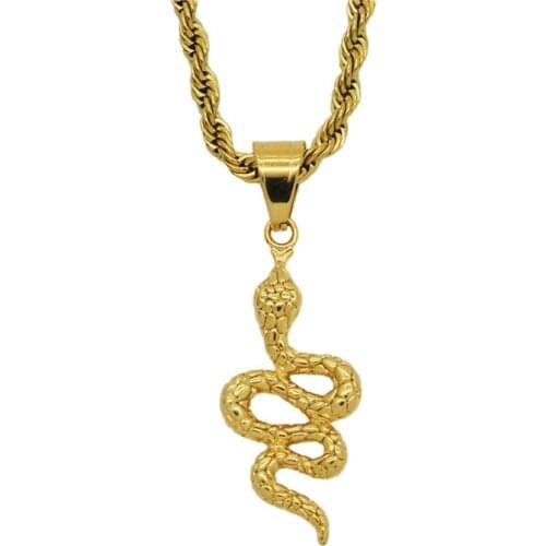 2020 New Fashion Snake Pendant Necklaces Female Gold Color Stainless Steel Animal Statement Necklace Punk Womens Jewelry
