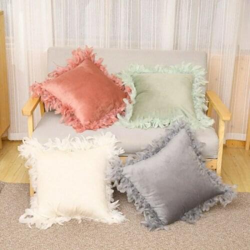 New Decorative Decor Throw Sofa Pillow Case Cushion Cover Velvet Flock Feather