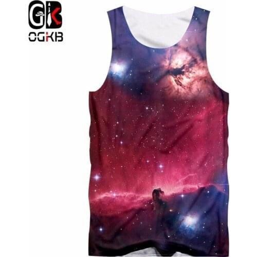 OGKB Hip-hop Tank Tops Mens 2018 Summer 3D Print Colorful Galaxy Space Vest Unisex Fit Slim Sleeveless Tee Shirts Harajuku