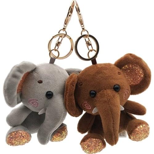 Elephant Plush Stuffed Mini Doll Pendant Keychain Key Chain Holder Bag Decor Animals Fluffy Bear Toy gifts Bag Keychain Key Hold