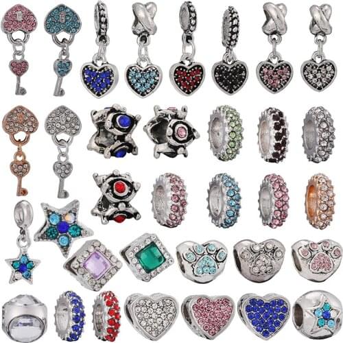 2Pcs/Lot Alloy Point Rhinestone Pendant Pendants Suitable For Original Fine Bracelets, Necklaces Men And Womens Jewelry Making