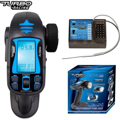 TURBO RACING TB-TX2 2.4GHz FHSS Digital 7CH Radio Remote Controller with TB-RX200 Receiver for RC Vehicle