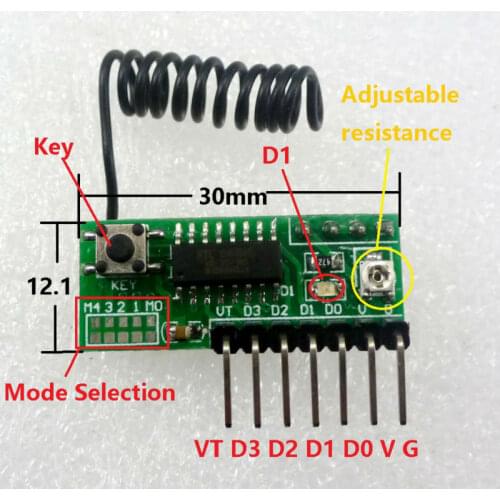 RF11A04 3-5V 433MHz 4Ch Decode Module Wireless RF Receiver Delay Board for EV1527 PT2262 remote control Relay door sensor