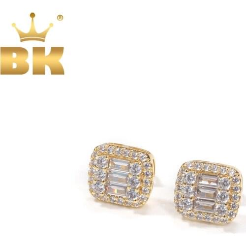 THE BLING KING Square Zircon Earring Paved Baguette Cubic Zirconia Brass Earring Fashion Hiphop Jewelry Gift Women