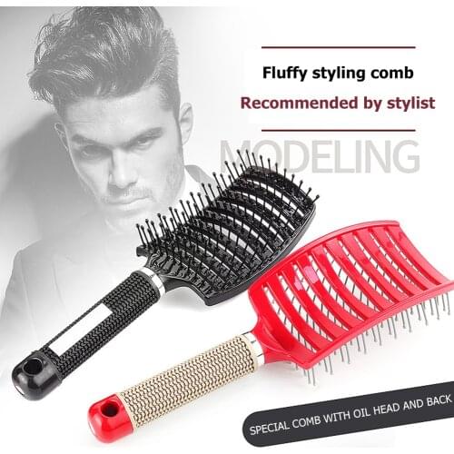 Hair Brush Scalp Massage Comb Hairbrush Bristle&Nylon Women Wet Curly Detangle Hair Brush for Salon Hairdressing Styling Tools