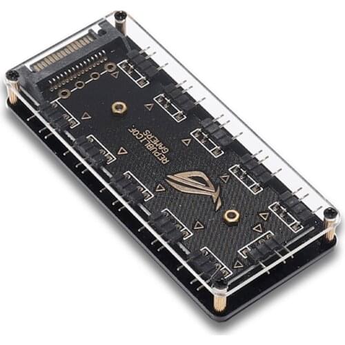 ALLOYSEED 10 Ports RGB Fan HUB PC Computer Desktop 5V 3PIN ARGB Extension Splitter SATA Power Adapter for Gigabyte MSI ASUS