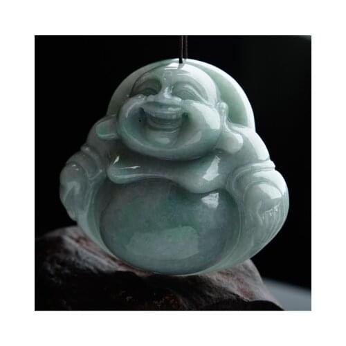 Zheru Jewelry Natural Burmese Jade A Grade Happy Buddha Pendant Jewelry Best Gift