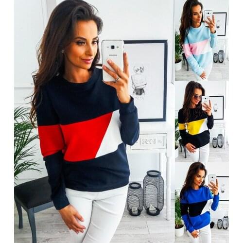 Winter Design Women Pullover Sweaters Long Sleeve Cartoon Color Block High-quality Knitwear Tops Soft