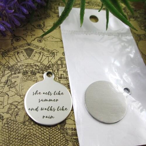 20pcs--"She Acts Like Summer And Walks Like Rain"stainless steel charms 5 styles for choosing DIY Charms for necklace bracelets