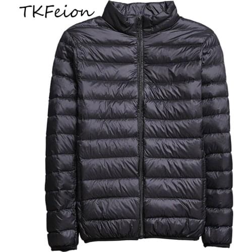 2019 Spring/Autumn Mens Slim Jackets Fashion Lightweight Portable Stand Collar Plus Size 5XL Male Duck Down Coats Clearance Sale