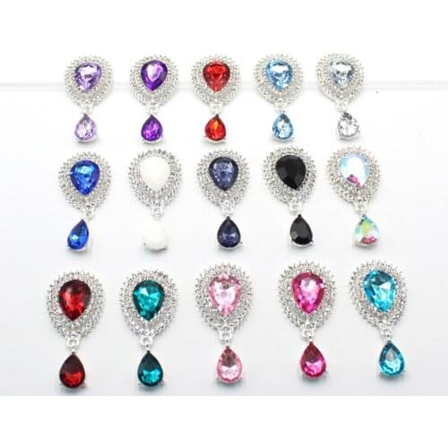 5pcs/lot 52*25MM Rhinestone for Needlework Sewing Pendant Buttons for Clothing Diy Manualidades Hair Accessories Decorative