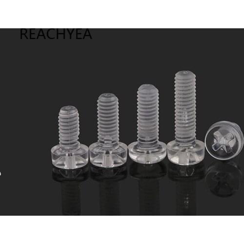 500PCS/Lot M3 M4 Acrylic Screw Transparent PC Screw Clear Plactic Polycarbonate Bolt Lighting Lamp Installation Length 3mm -25mm