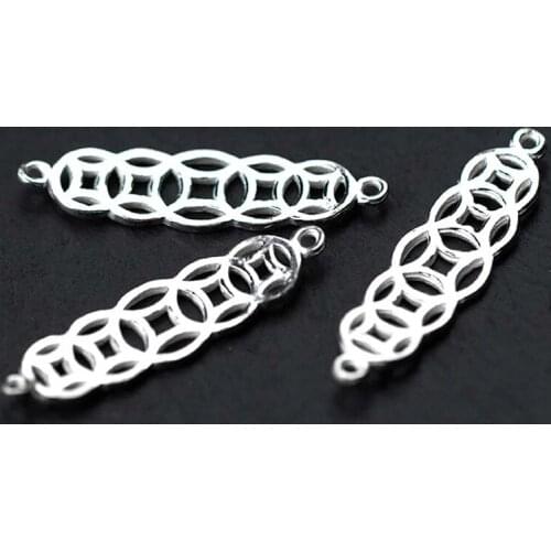 925 Sterling Silver Round Ancient Coins Connectors Charms DIY Jewelry Making Gift 37x10mm Silver Decoration Necklace Bracelets
