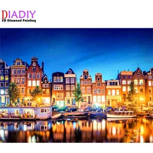 DIY Full Square Diamond Painting City 5D Picture Of Rhinestones Needlework Diamond Embroidery Scenery Decor For Home