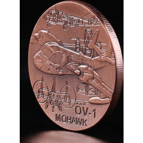 America OV-1 MOHAWK Plane Coin Red Bronze Plated Coin 40*3mm US Military Custom Metal Coins