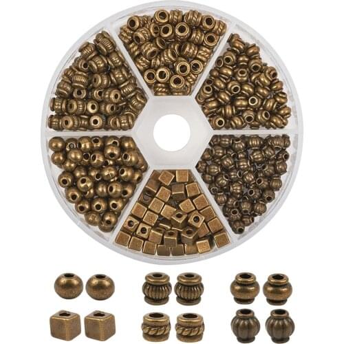 1Box Tibetan Style Bead Spacers Mixed Shapes Antique Bronze Bead Charms For Jewelry Finding DIY Necklace Bracelet Accessories