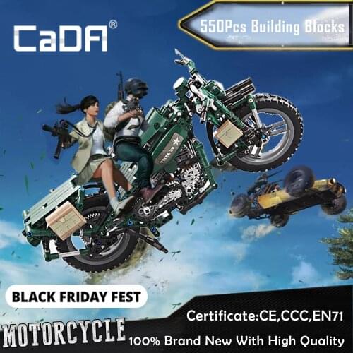 CADA Technic Brick City Speed Two-wheeled Motorcycle DIY Model 550PCS Building Blocks,Motorbike Toys Christmas Gift for Kids
