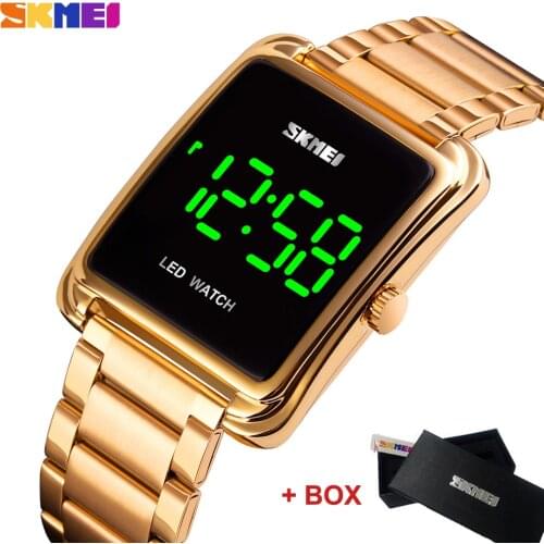 SKMEI Luxury Mens Digital Watch LED Light Display Male Wristwatch Electronic Stainless Steel Waterproof Clock Relogio Masculino