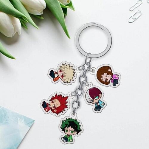 My Hero Academy Keychain Bakugo Double Sided Acrylic Shoto Key Chain Pendant Anime Accessories Cartoon Key Ring brelok