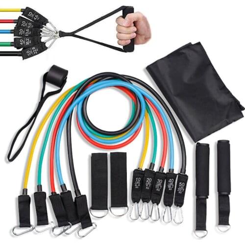 11PCS/SET 100LB/150LB Resistance Bands Pull Rope Gym Workout Exercise Training Fitness Equipment Elastic Bands
