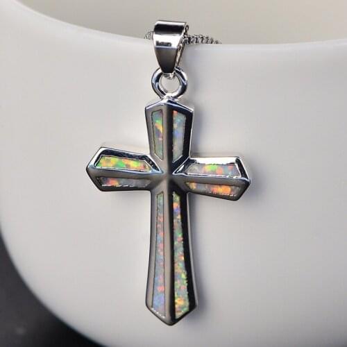 Hot Sale Fashionable Mysterious Retro White Cross Pendant Necklace Women Wedding Christmas Party Fashion Jewelry Necklace