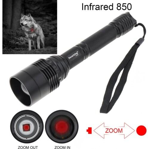 SecurityIng C11 Long Range Infrared Flashlight 10W IR 850nm T50 LED Zoomable Hunting Light Torch 18650 for Night Vision Device
