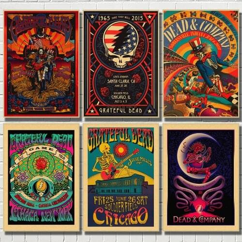 WTQ Canvas Painting The Grateful Dead Vintage Retro Posters Wall Decor Wall Art Picture for Living Room Decoration Home Deco