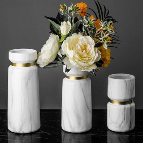 European-style Ceramic Vase Marble Pattern Countertop Dried Flower Deco Vase Dining Table Flower Arrangement Container Home Deco