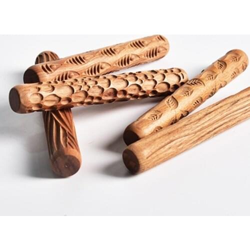 Pottery Tools Wood Hand Rollers for Clay Clay Stamp Clay Pattern Roller GXMA