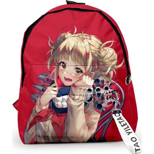 Funny My Hero Academia Himiko Toga School Bag Boys Girls Cute Small Bags 3D Print Oxford Waterproof Key Chain Notebook Backpacks