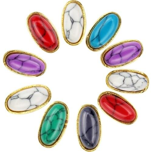 NOQ 10pcs Agate 6 Colors Nail Stones Natural Manicure Brush For DIY Decorations Natural Crystal Agate Stone for Nail Art Design