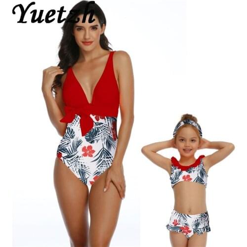 2019 New family one piece swimwear women girls swimsuit kids child swim suit mother daugher swimming beachwear bathing wear