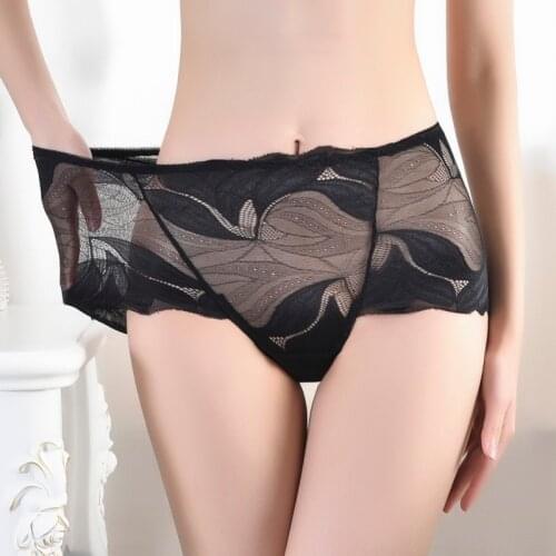 2020 New Sexy Panties For Women Mid-waist Lace Underwear Ladies cotton Elasticity Briefs Girl Translucent Seamless Lingerie Hot