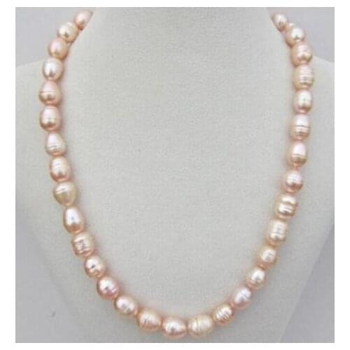 18" new 9-10mm Natural aaa+++south sea pink pearl necklace 14k clasp