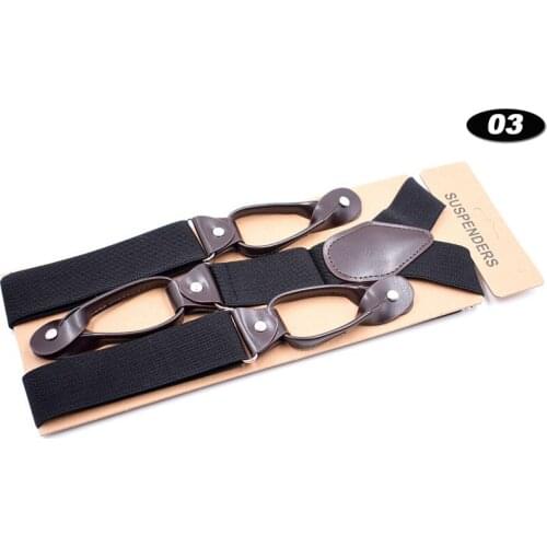 Suspenders for Men Leather Trimmed Button End Elastic Tuxedo Y Back Mens Fashion Suspenders Pant Braces Black Khaki Suspensorio