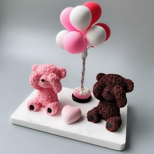 3D bear cover face silicone mold DIY fondant cake/epoxy resin/soap/candle decoration accessories mold