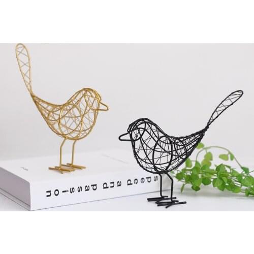 Nordic Abstract Iron Bird Figurines Hollow Out Bird Miniature Vintage Animal Figures Home Decoration Creative Gift House Decor