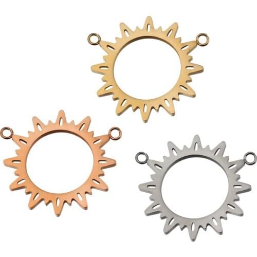 50pcs 25mm Rose Gold/steel Color Stainless steel Material mirror finish Hollow Sun Connector for DIY Handmade Jewelry Making