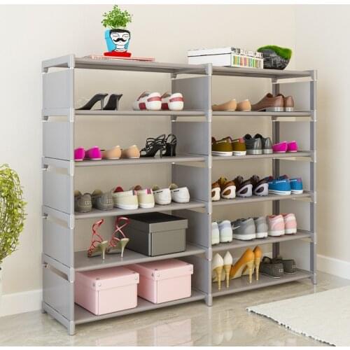 DIY Shoe Rack Space Saving Stand Footwear Double Row Shoe Rack Organizer Living Room Furniture Shoes Storage Rack Shoe Cabinet