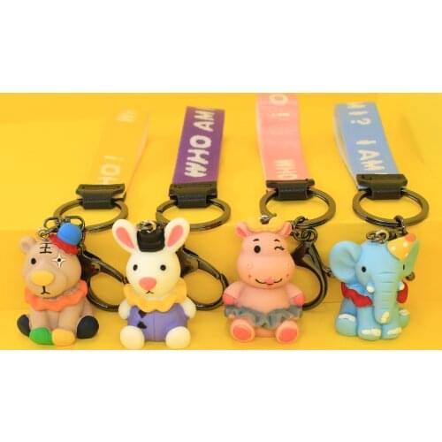 Tiger Cartoon Hippo Keychain Elephant Pendant Cute Doll Bag Ornament Small Gift Car Key Chain