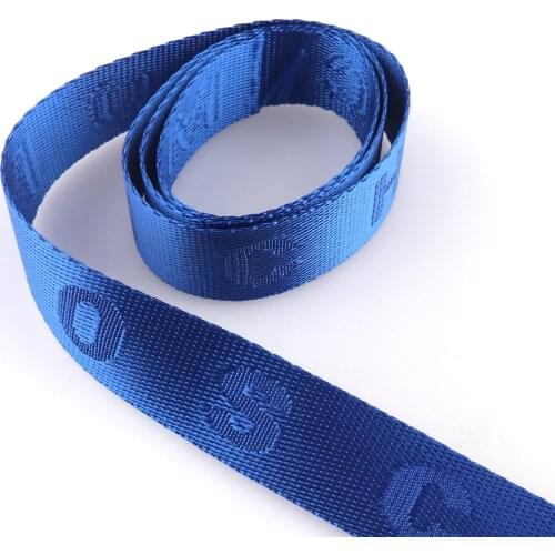 Heavy Weight Blue Letter Webbing Fabric Handbag Handles Belt 25mm Cotton Webbing For Dog Collar Purse Polyester Webbing Key Fob