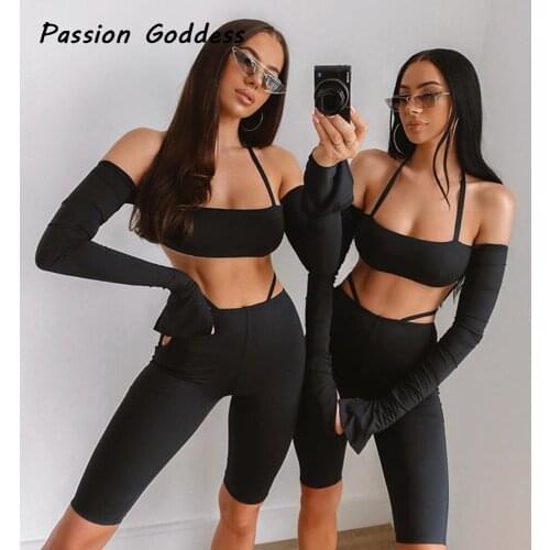 Streetwear 2 Piece Cropped Tops Slim Five Leggings Biker Shorts Set Women Skinny Tracksuit Fitness Joggers Set Two Piece Outfits