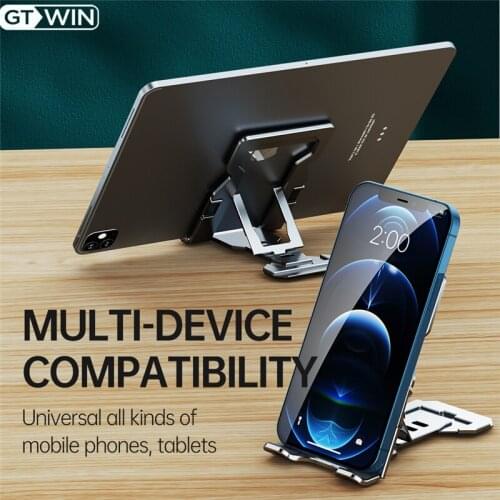 GTWIN Universal Phone Holder Stand for iPhone 12 ProMax Metal Phone holder For Xiaomi mi9 Foldable Desk Stand For Huawei Samsung