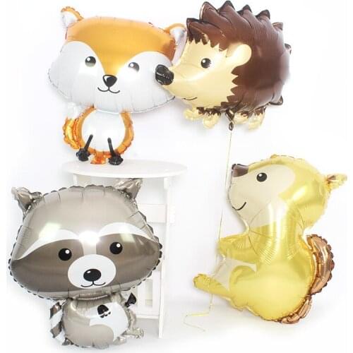 Cute Animal Hedgehog Squirrel Raccoon Fox Foil Balloons Forest Birthday Party Decoration Baby Shower Kids Toy