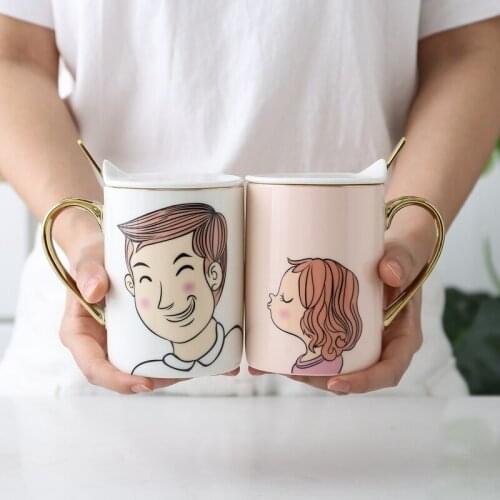 NEWYEARNEW 1piece Ceramic Milk Mug Cup Water Coffee Drinkware Breakfast Cup Lovers Wedding Valentine Gifts Free shipping