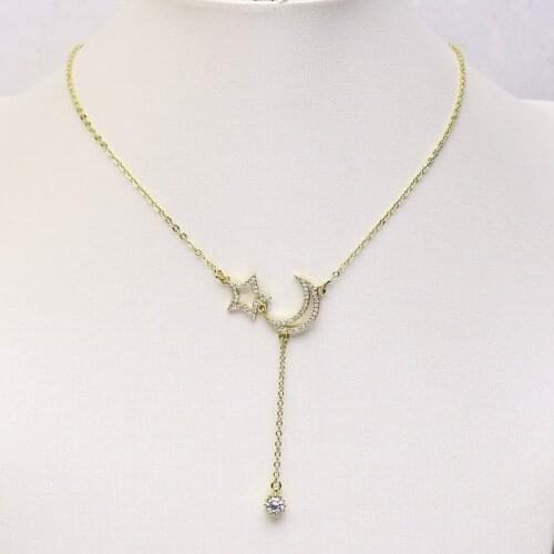 10Pcs Elegant Pendant Necklace Tiny Crescent star Pendant jewelry Pendant Necklace Slim chain Jewelry necklace 8382